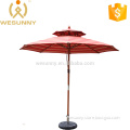 Top Quality Double Layer Wooden Umbrella With Pulley System